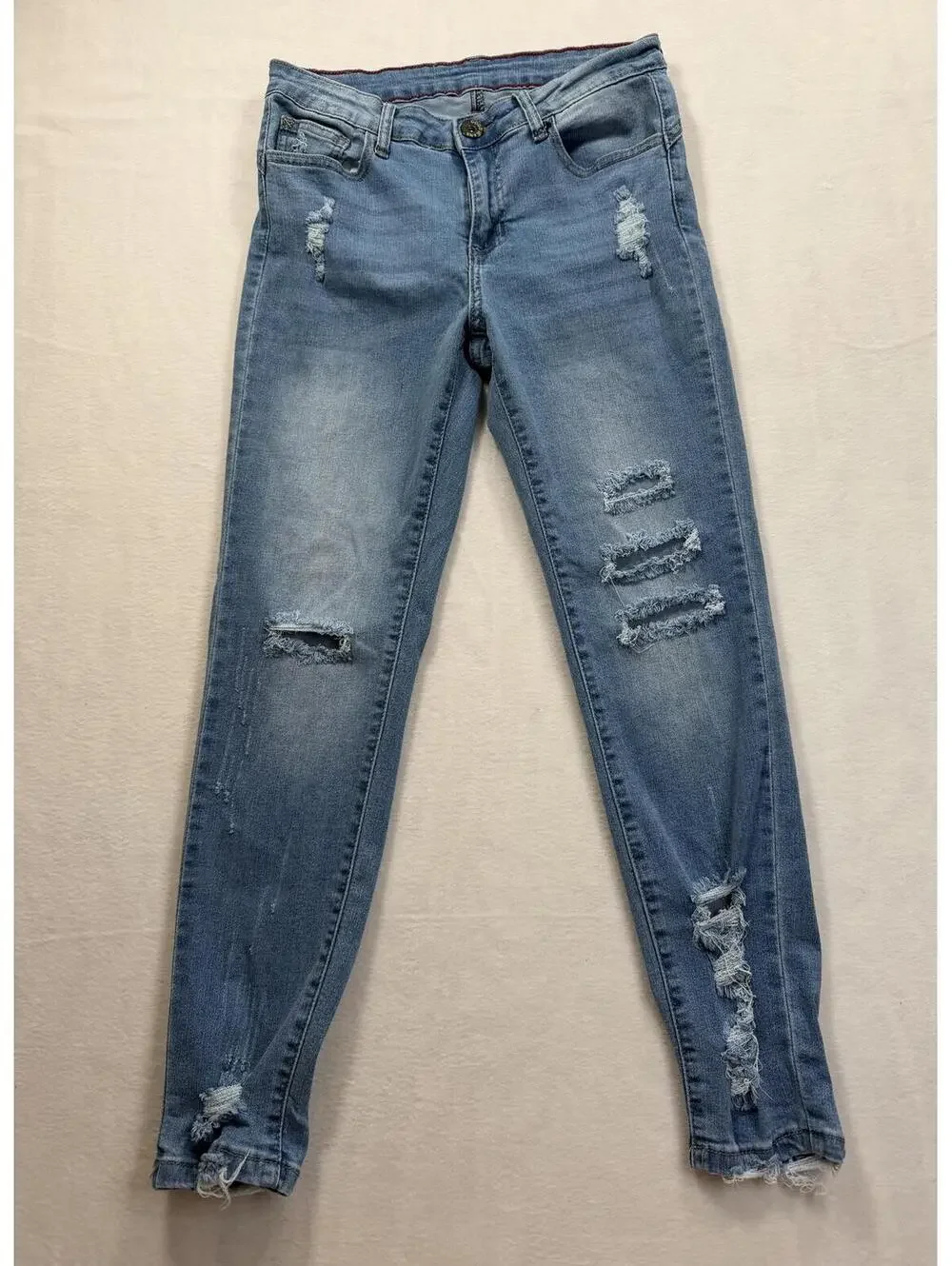 YMI Wax Jeans Women's Light Wash Distressed Skinny Stretch Jeans‎ Size 5/27